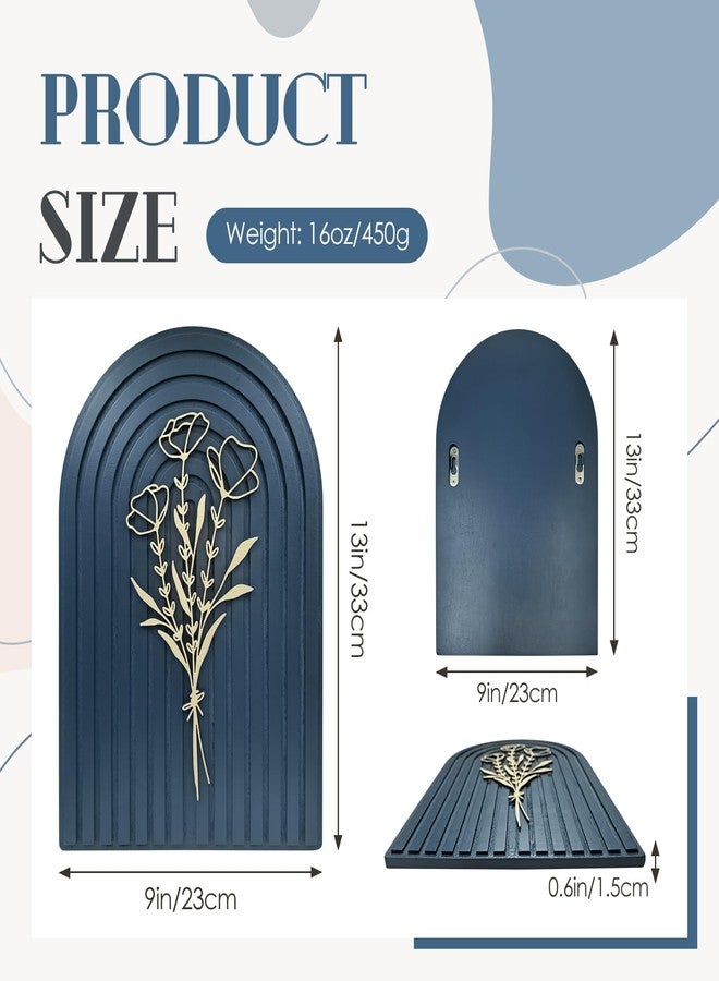 Teeloray Boho Wall Decor Wooden Arch Floral Mid Century Modern Shelf Decor Aesthetic Bohemian Art Wall Hanging Decor with 3D Hollow Craft Minimalist Wall Art for Bookshelf Living Room Bedroom - Image 3